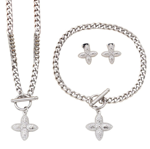 Crystal Clover Chain Jewelry Set