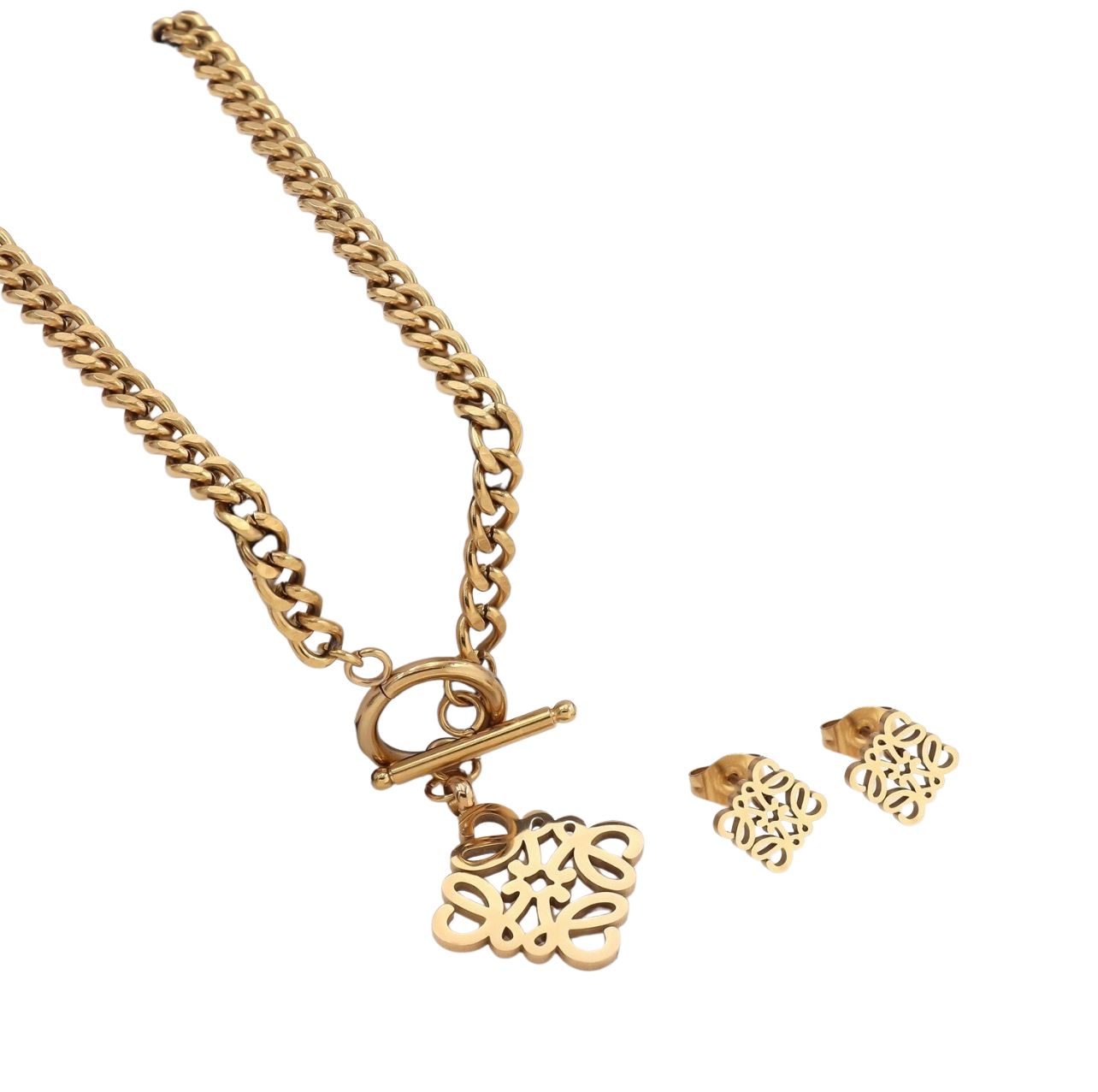 Golden Link Charm Jewelry Set