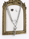 Set Dama Corazon Plateada